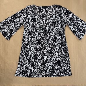 INC International Concepts Black And White Tunic Top Size XL